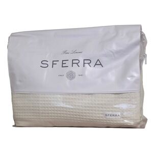 Sferra Kingston 11027 Blanket King Ivory Cotton Waffle Weave Portugal New